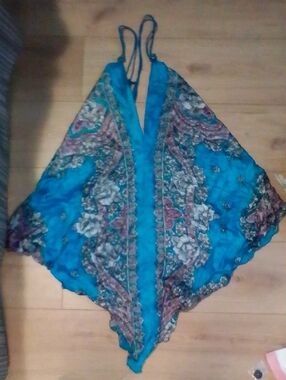 Turquoise Floral Halter Cover-Up